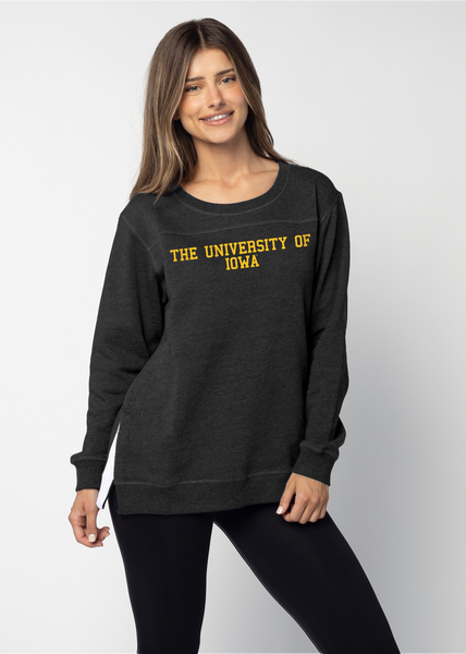 Chicka-D NCAA Iowa Hawkeyes Women's Cozy Fleece Tunic Hoodie - Heather Grey, Size Large