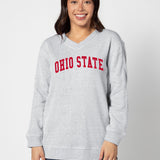 Comfy V-Neck Tunic Ohio State Buckeyes in Heather Grey