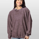 Unisex beige Oversized Premium cotton corded fleece Sweatshirt with Super soft hand feel, vintage wash and ribbed crew neckline, cuffs, and hemline