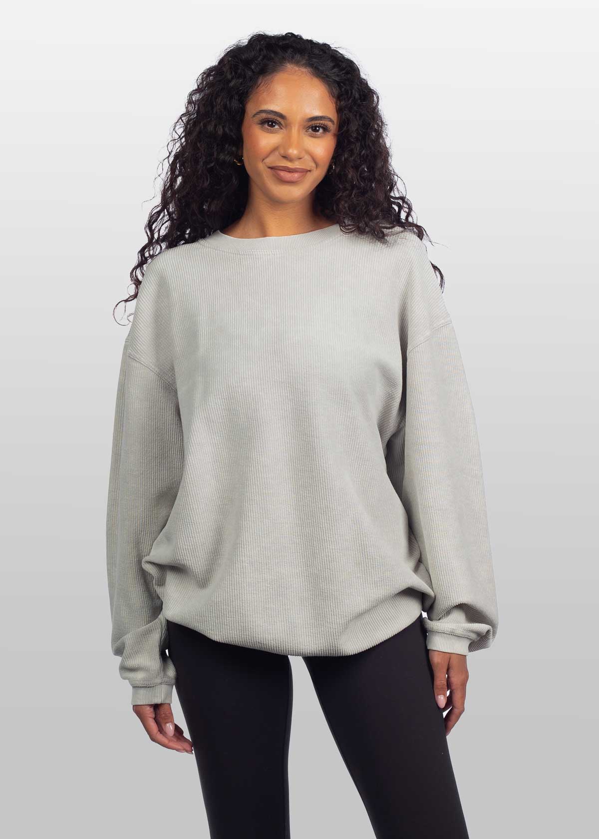 Chicka-d Women's Corded Crew Sweatshirt - Oversized Vintage Washed College Sweatshirt (Team Color, X-Large)