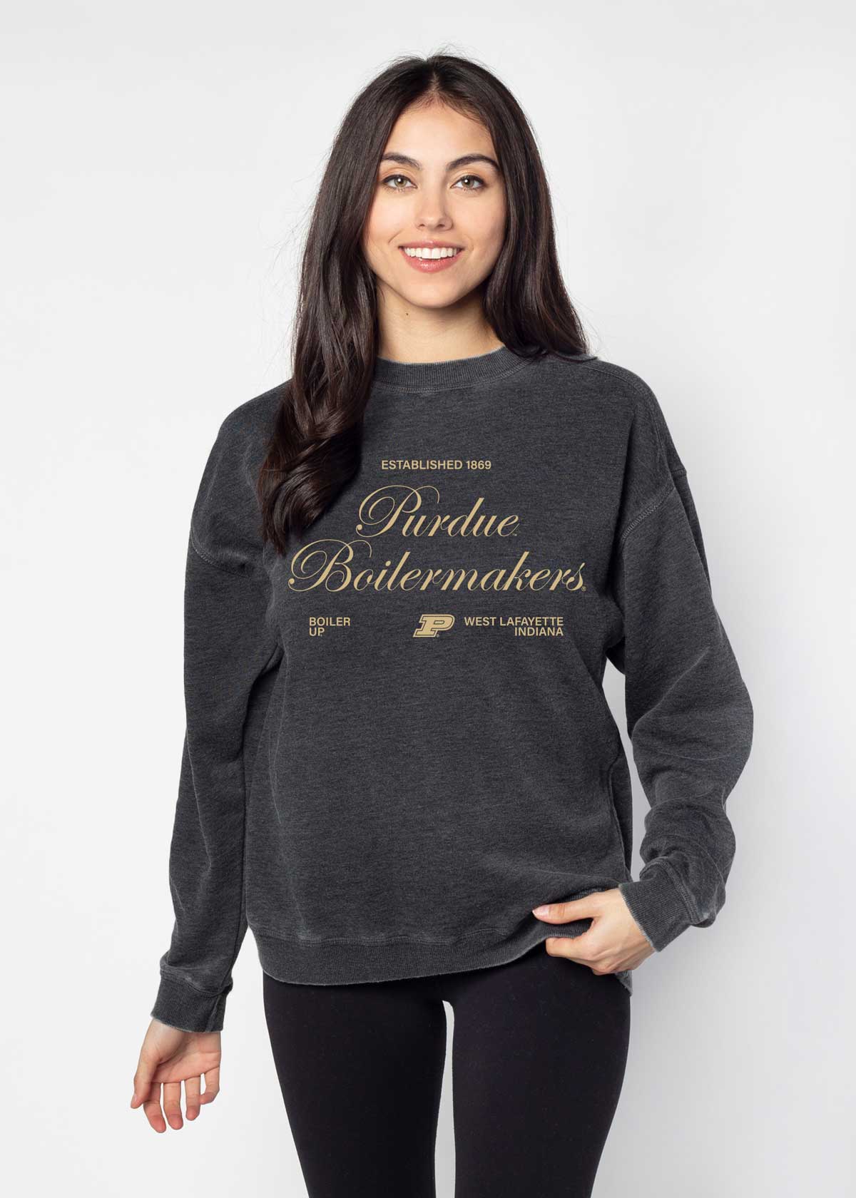 Purdue Boilermakers burnout crewneck sweatshirt for women