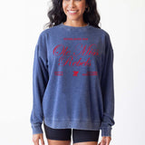 Ole Miss Signature Burnout Crewneck Sweatshirt in Navy