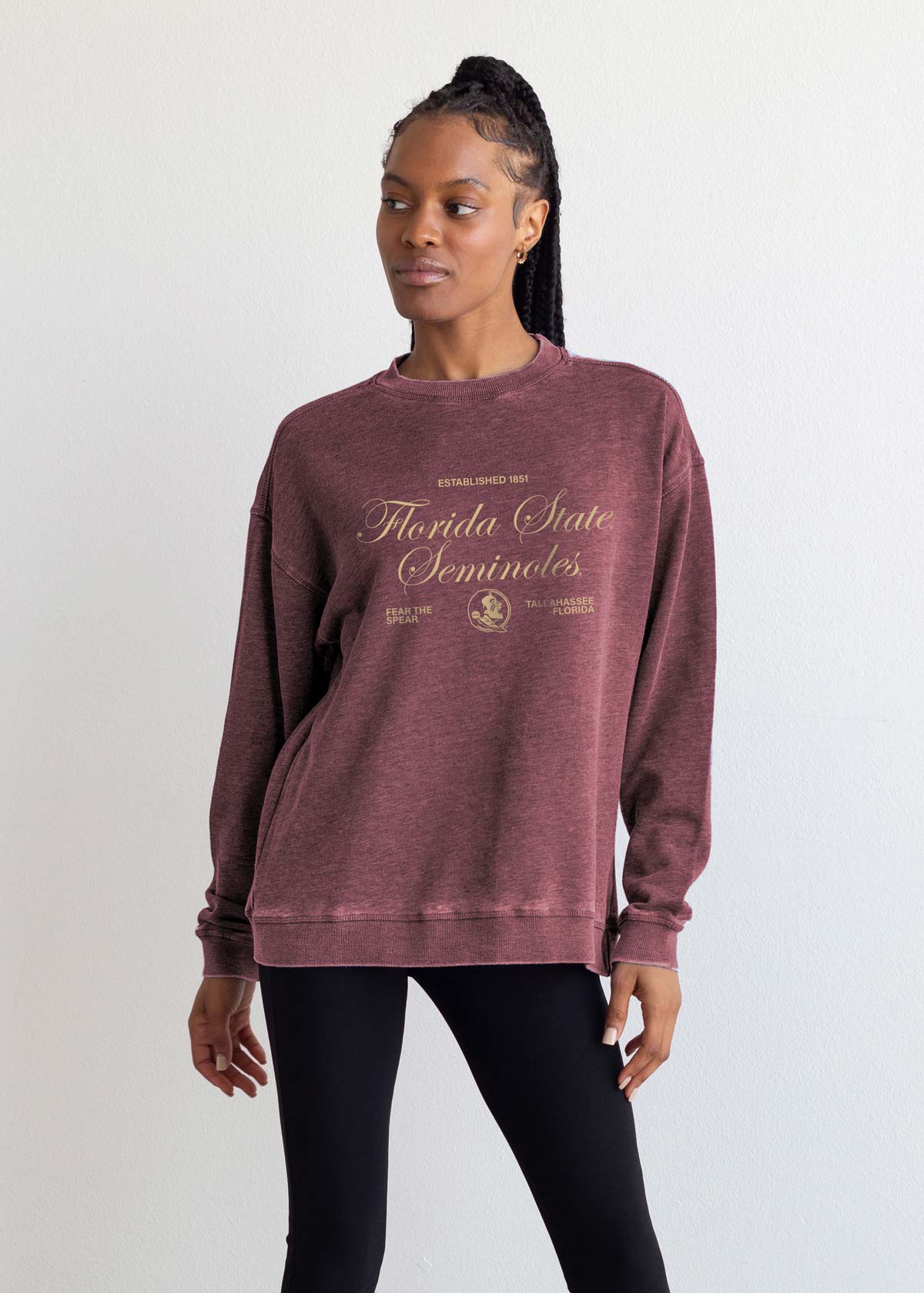 Florida State Seminoles burnout crewneck sweatshirt for women
