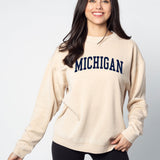 Campus Crew Sweatshirt Michigan Wolverines in Oatmeal