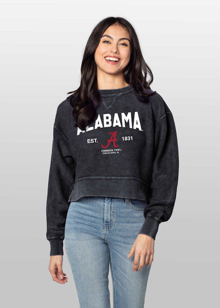 Chicka-d Women's Boxy Pullover - Soft Vintage Corded Cotton, NCAA Licensed, Charcoal, Size Large