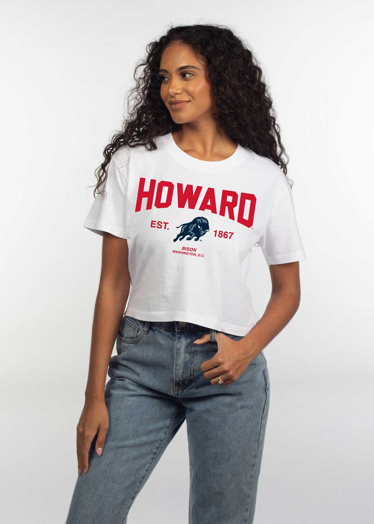 Howard Bison Short 'N Sweet Tee in White WaistLength TShirt chickad