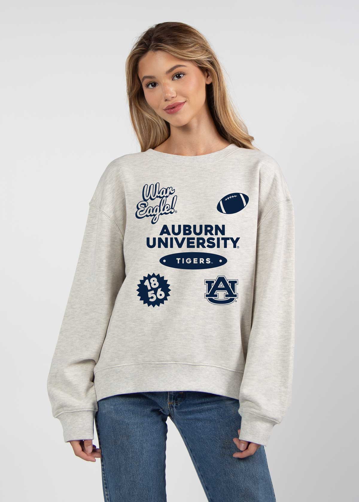 Chicka-d NCAA Auburn Tigers Women's Cozy Fleece Hoodie - Heather Grey, Large, Tunic Length
