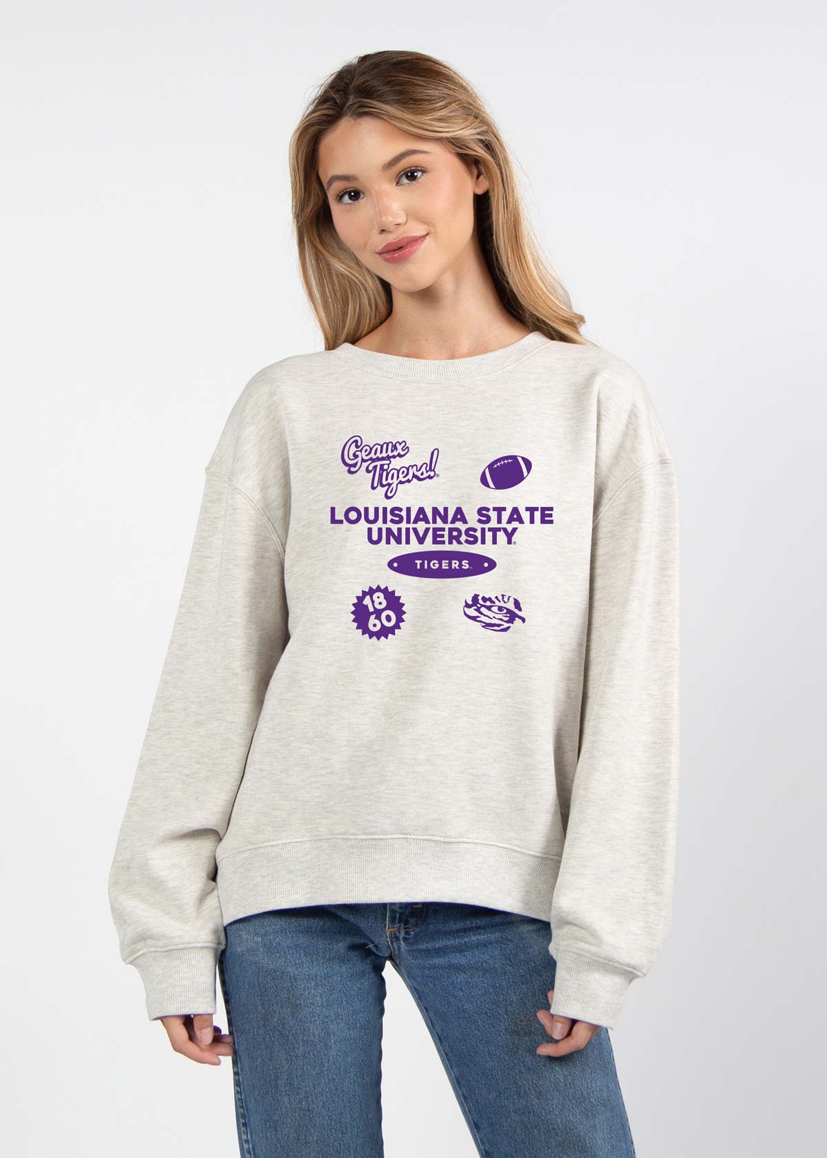 LSU Tigers oversized womens Old School Crew sweatshirt