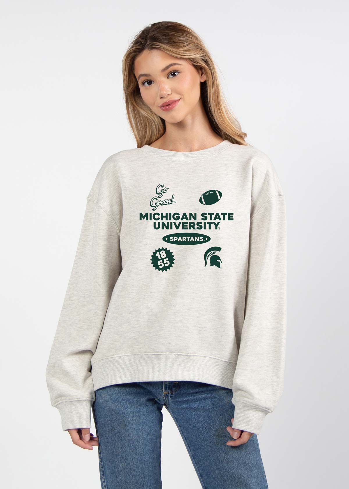 Michigan State Spartans oversized womens Old School Crew sweatshirt