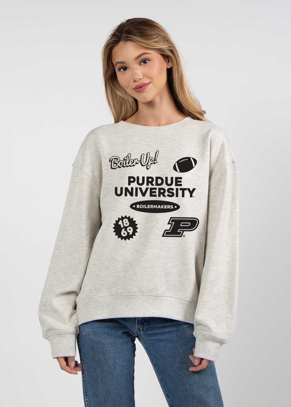 Purdue Boilermakers oversized womens Old School Crew sweatshirt