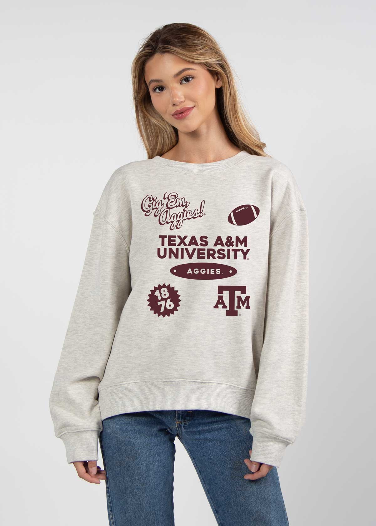 Texas A&M Aggies oversized womens Old School Crew sweatshirt