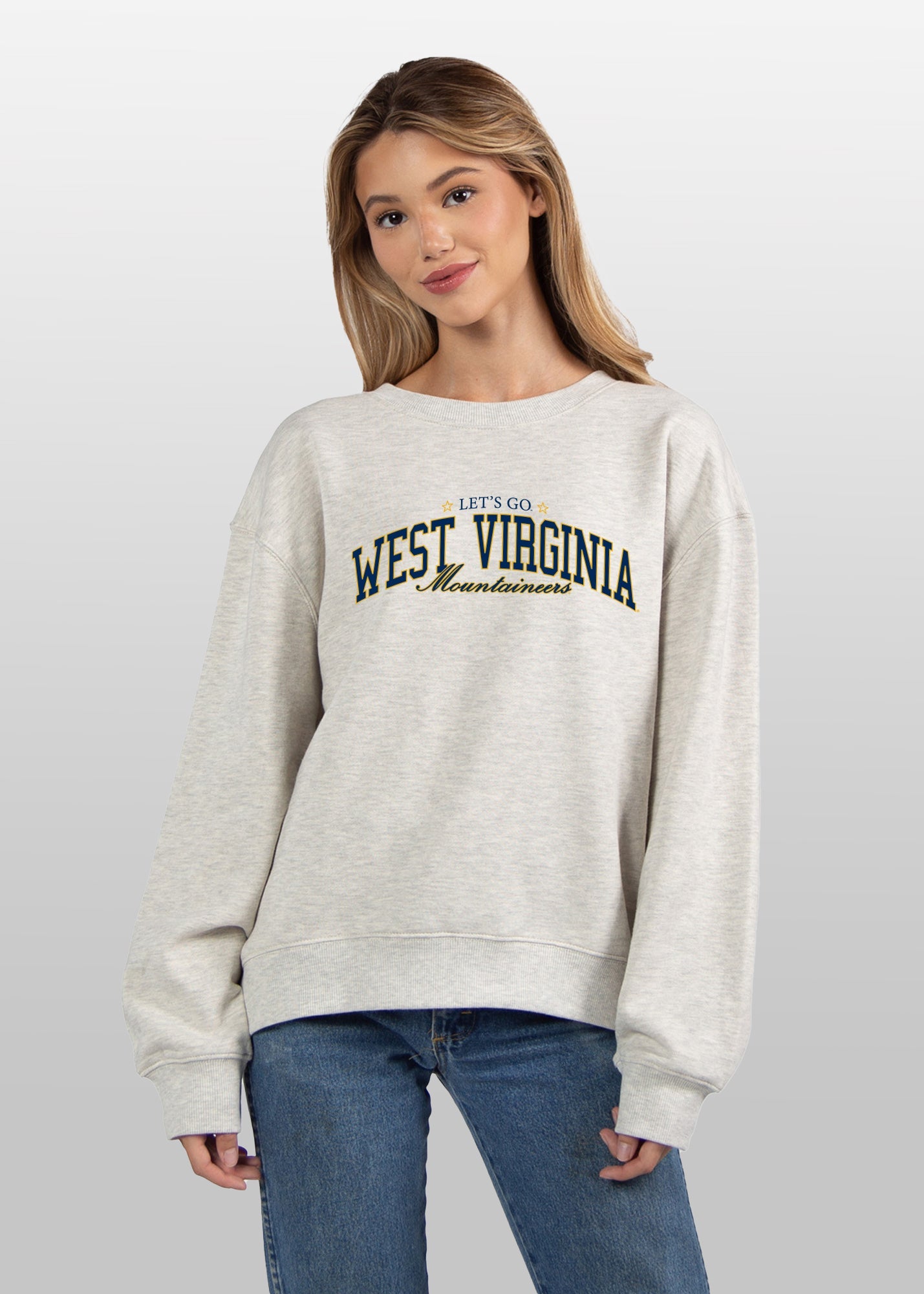 Grey Wvu Crew Neck Sweatshirt Crew Sweatshirt Wv Sweatshirts Wvu