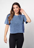 Ink cropped short sleeve tee in a relaxed boxy silhouette with a vintage inspired wash finish.
