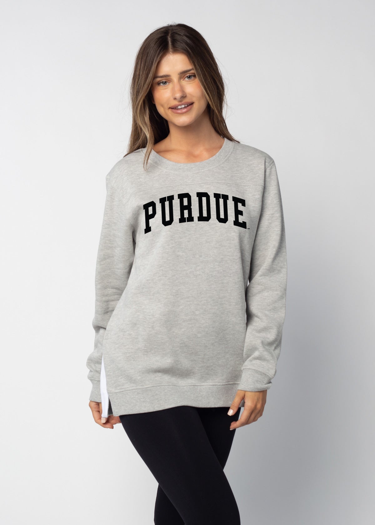 Back To Basics Tunic Purdue Boilermakers in Heather Grey