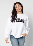 Texas White Corded Sweatshirt