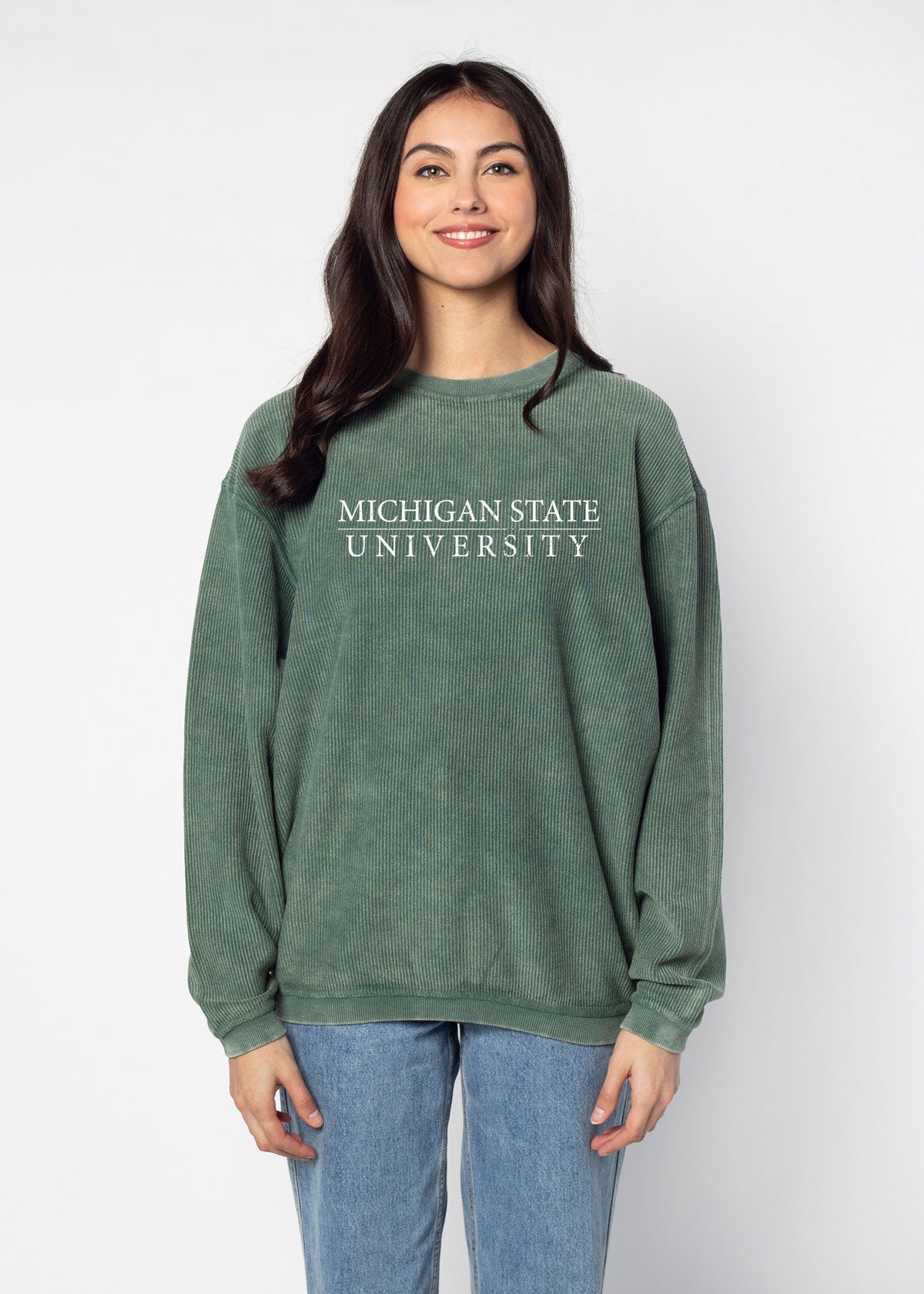 Michigan State Green The Original Corded Crew Sweatshirt