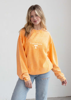 Tennessee Volunteers Unisex Marmalade Oversized Premium cotton corded fleece Sweatshirt with Super soft hand feel, vintage wash and ribbed crew neckline, cuffs, and hemline