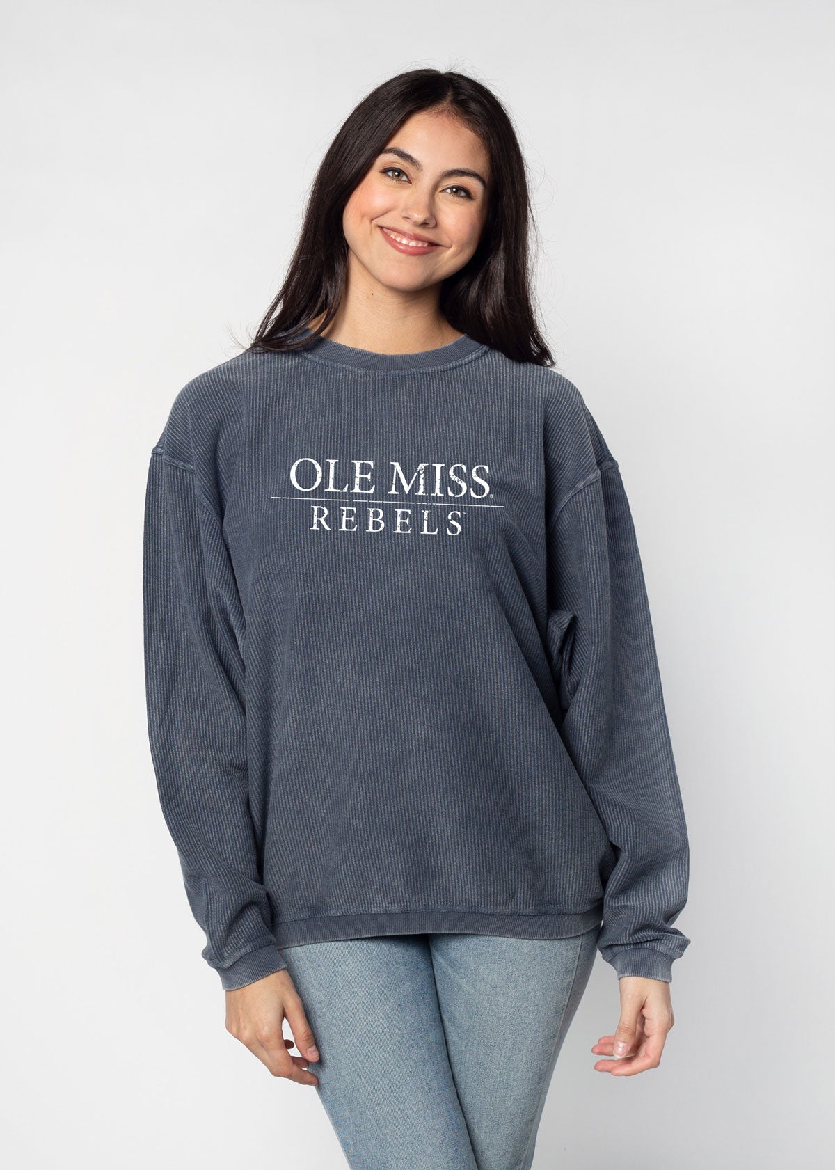 Corded Sweatshirt Light Blue Ole Miss Sweatshirt The Original