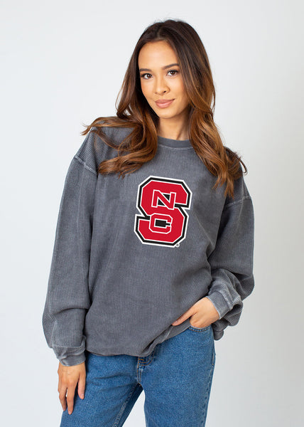 NCAA North Carolina State Wolfpack Women's Corded Crew Sweatshirt - Charcoal, Size Large