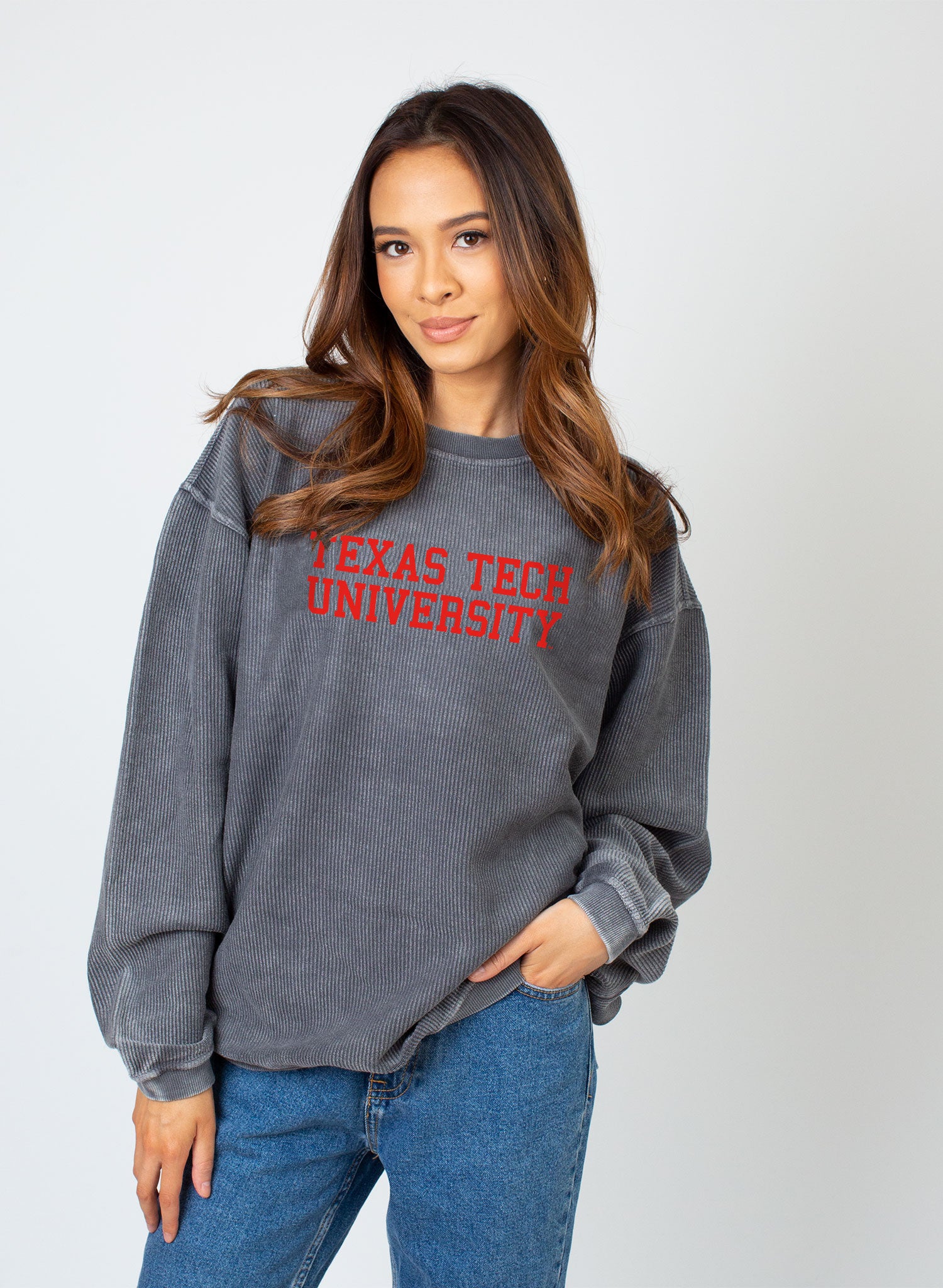 Corded Sweatshirt Texas Tech Red Raiders in Charcoal – chicka-d