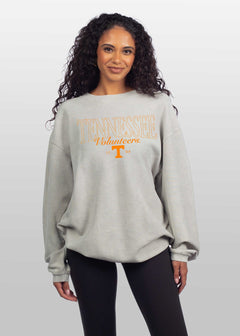 Tennessee Volunteers Unisex Steel Oversized Premium cotton corded fleece Sweatshirt with Super soft hand feel, vintage wash and ribbed crew neckline, cuffs, and hemline