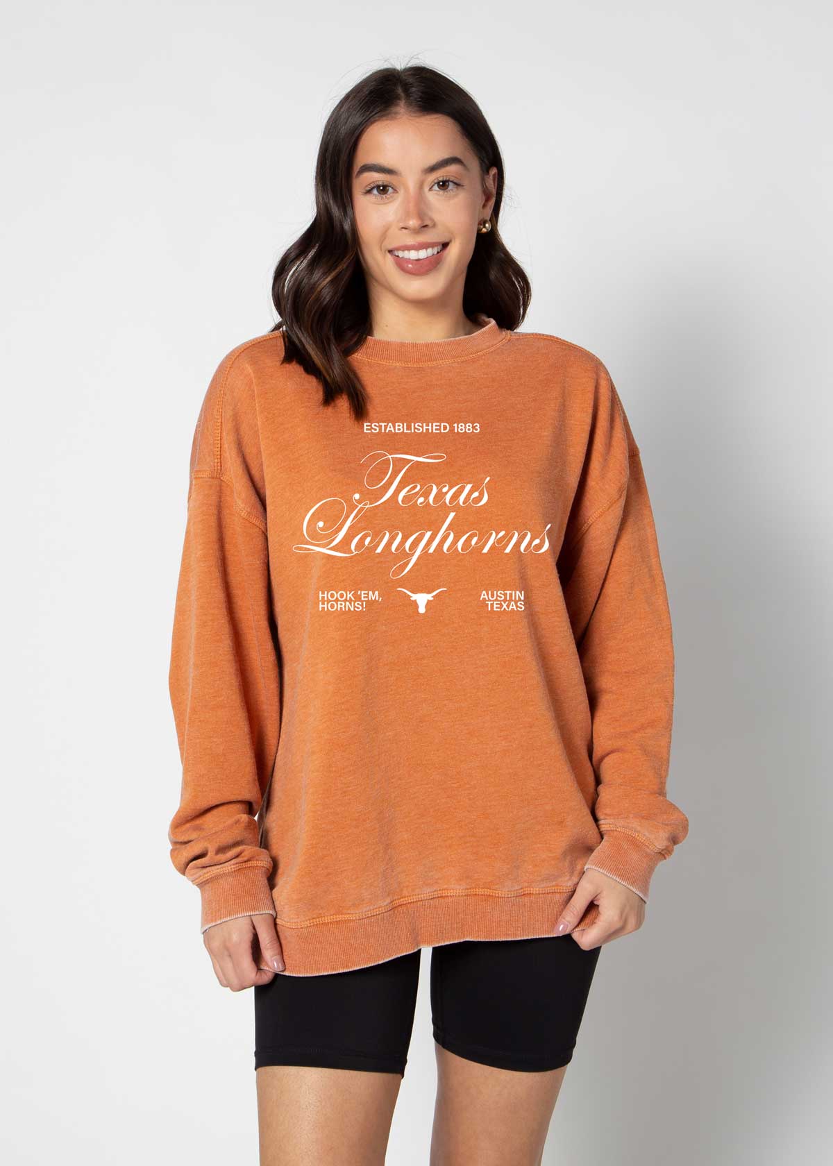 Texas Longhorns burnout crewneck sweatshirt for women