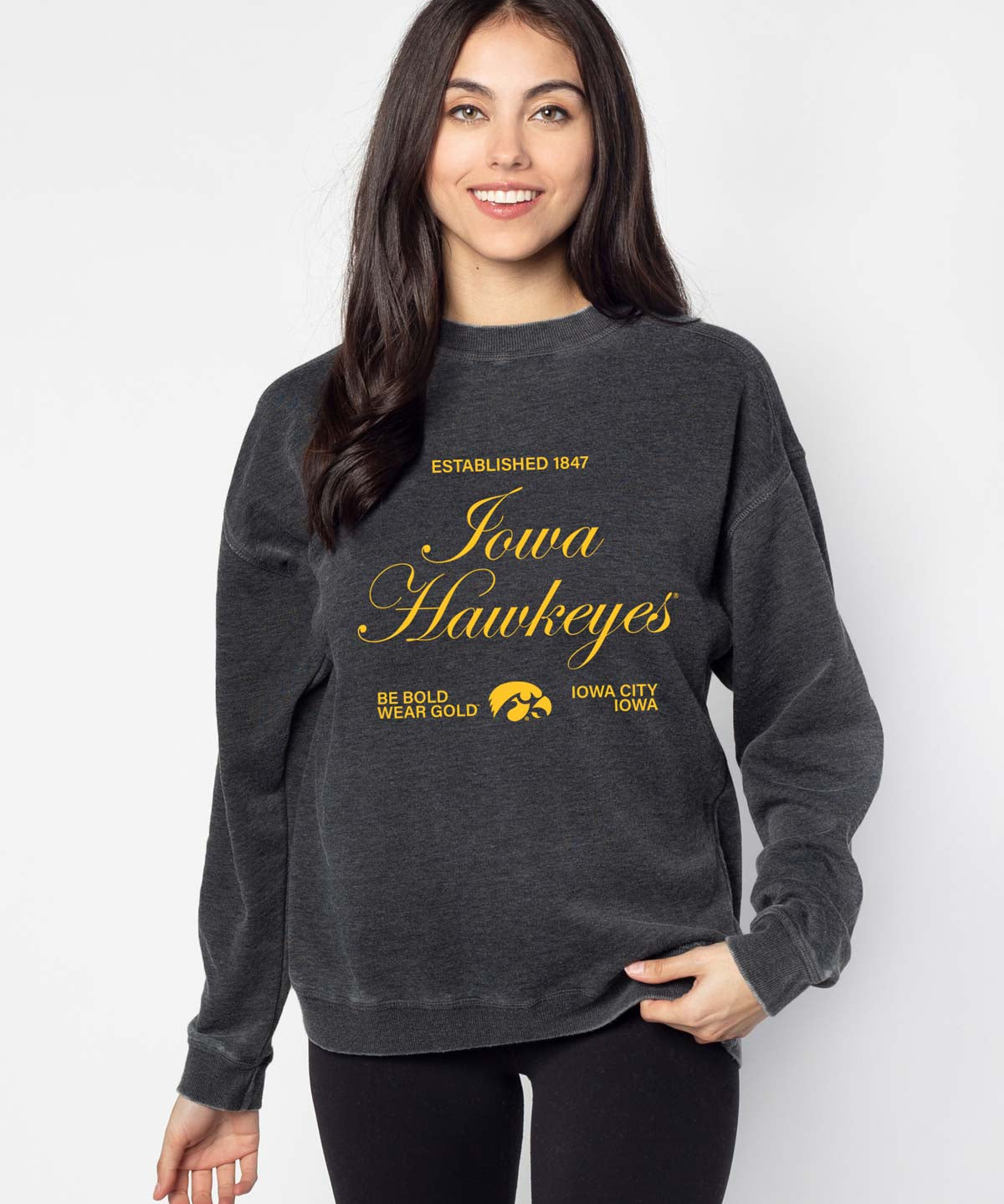 Iowa Hawkeyes burnout crewneck sweatshirt for women