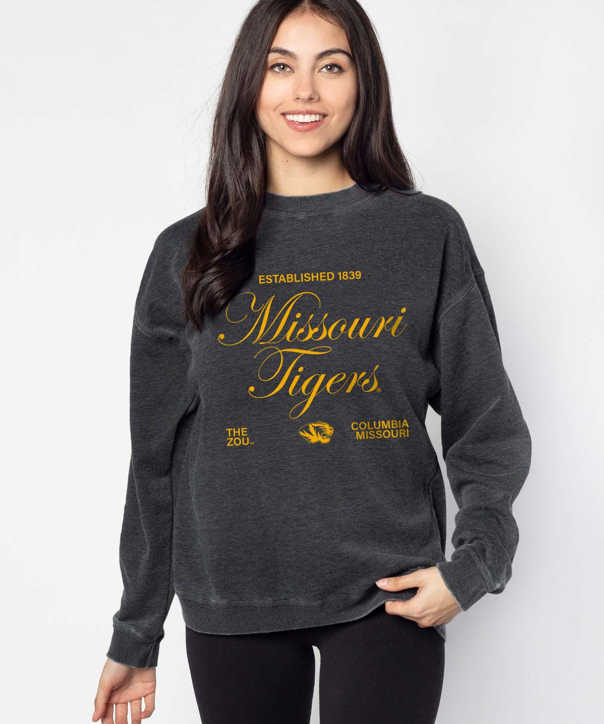 Missouri Tigers burnout crewneck sweatshirt for women