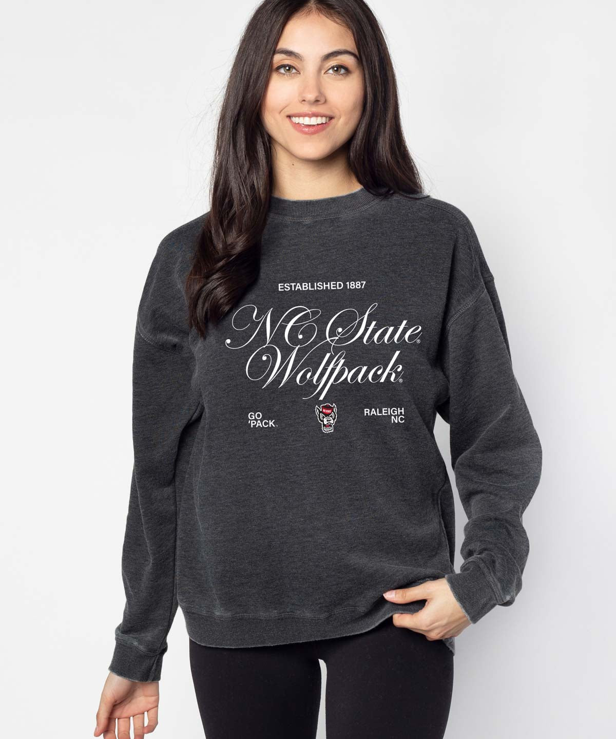 NC State Wolfpack burnout crewneck sweatshirt for women