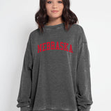 Campus Crew Sweatshirt Nebraska Cornhuskers in Charcoal