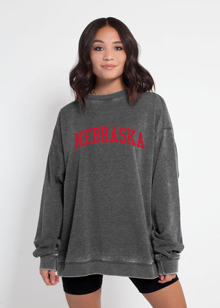 Campus Crew Sweatshirt Nebraska Cornhuskers in Charcoal
