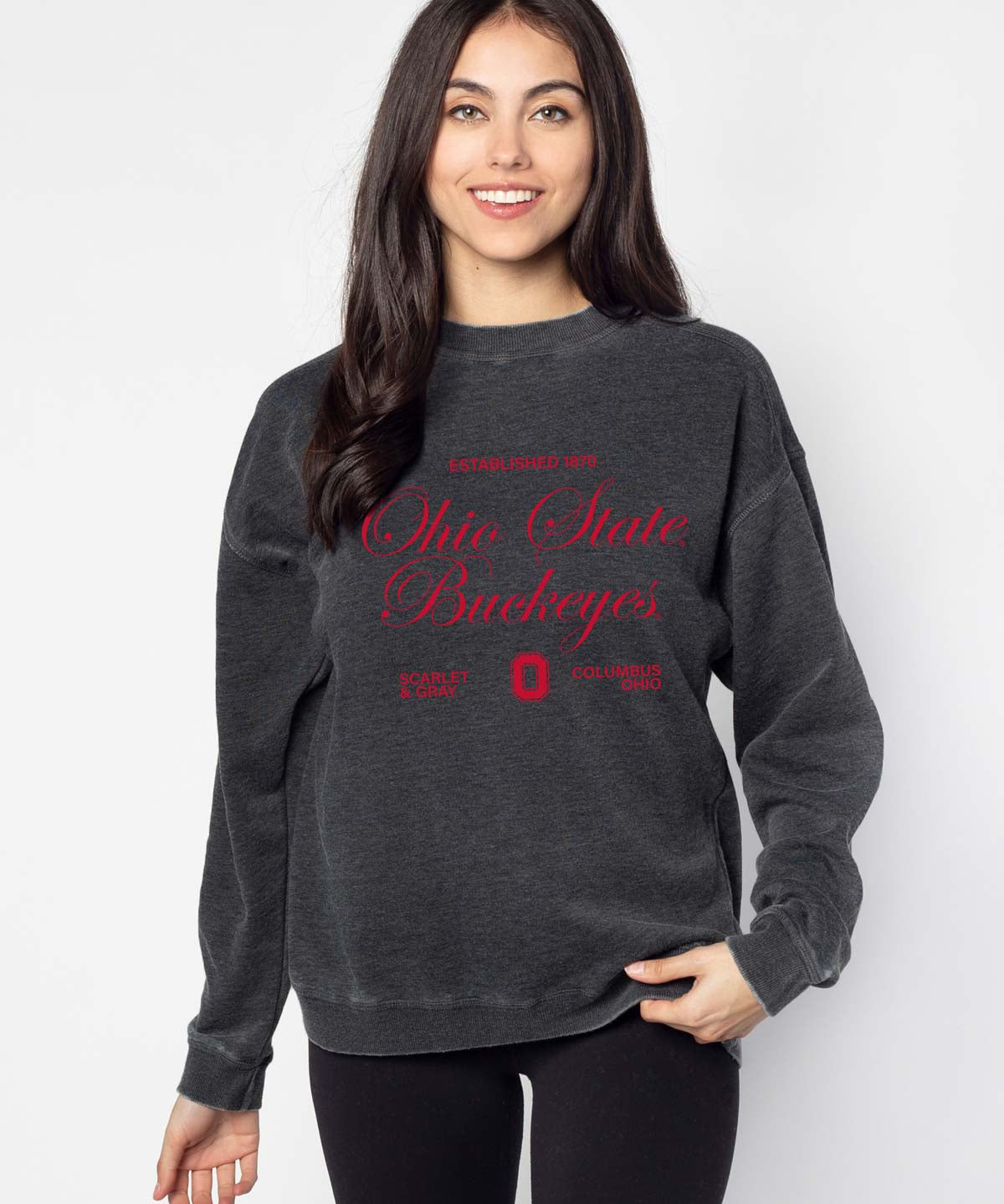 Ohio State Buckeyes burnout crewneck sweatshirt for women