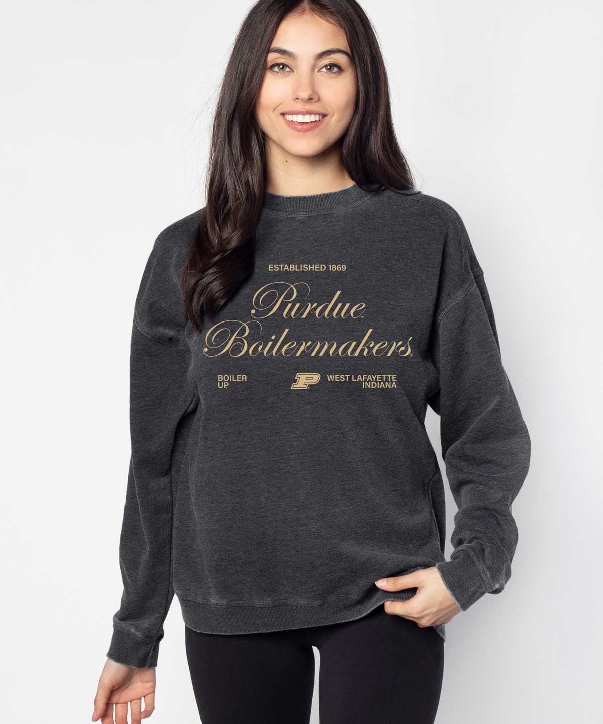 Purdue Boilermakers burnout crewneck sweatshirt for women