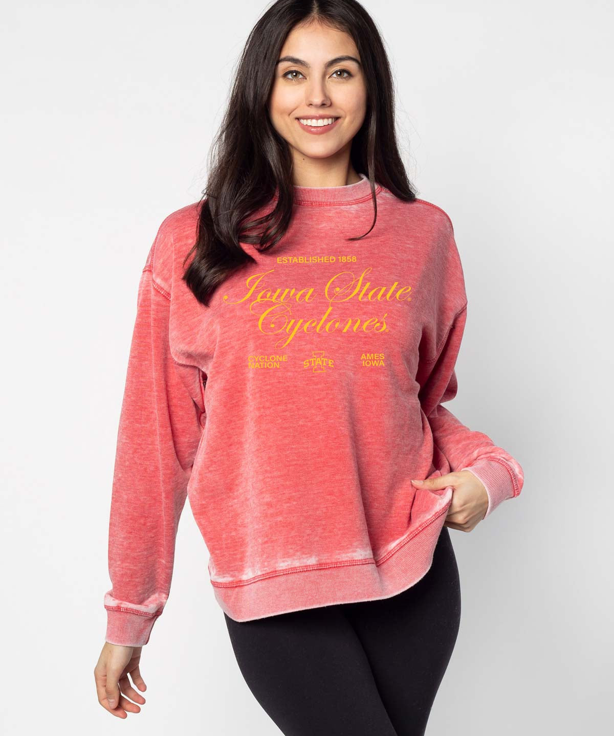 Iowa State Cyclones burnout crewneck sweatshirt for women