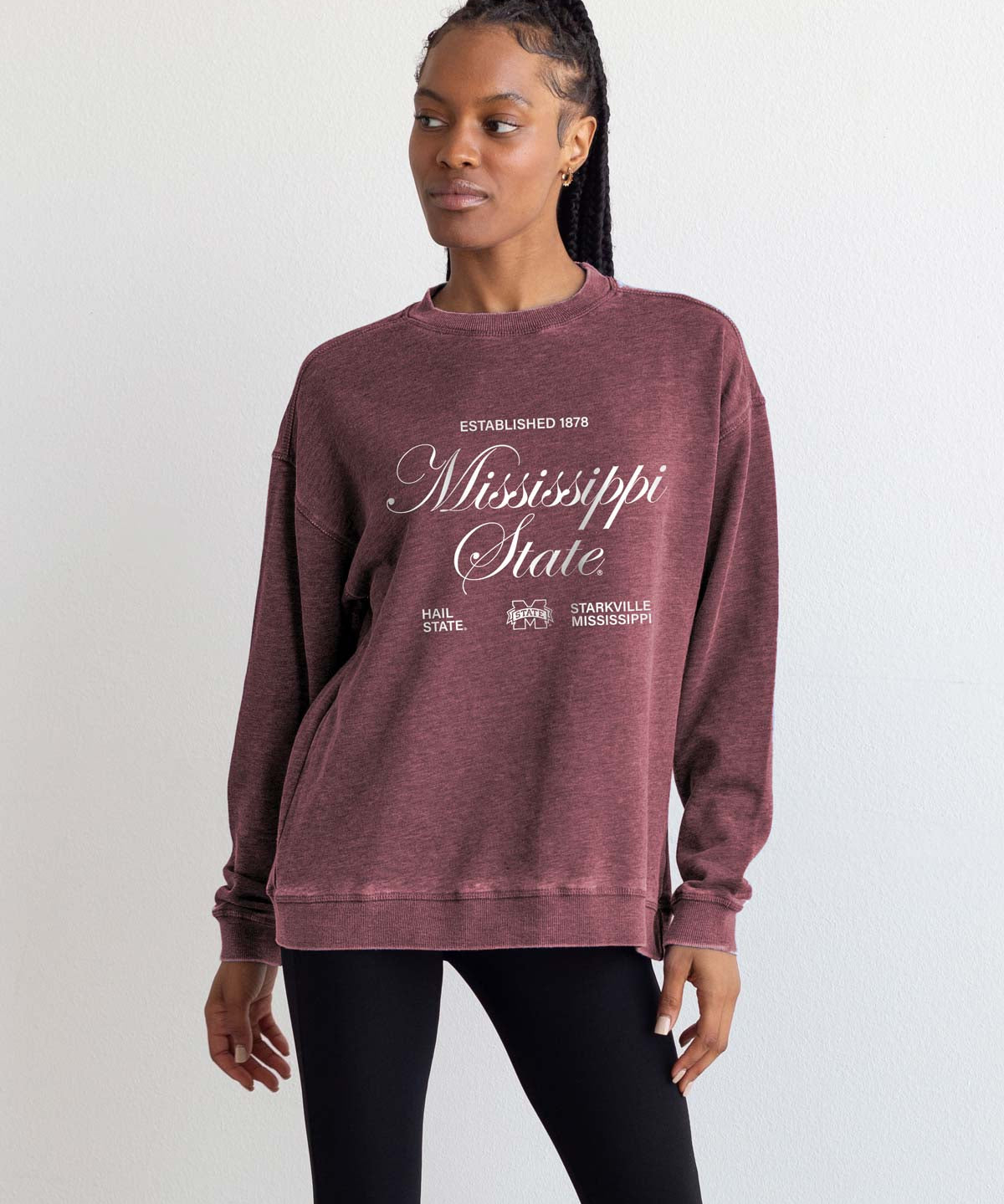 Mississippi State Bulldogs burnout crewneck sweatshirt for women