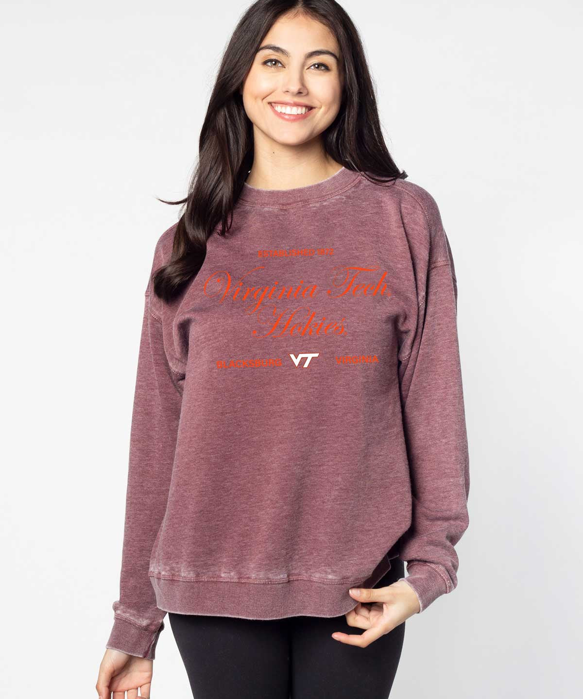 Virginia Tech Hokies burnout crewneck sweatshirt for women