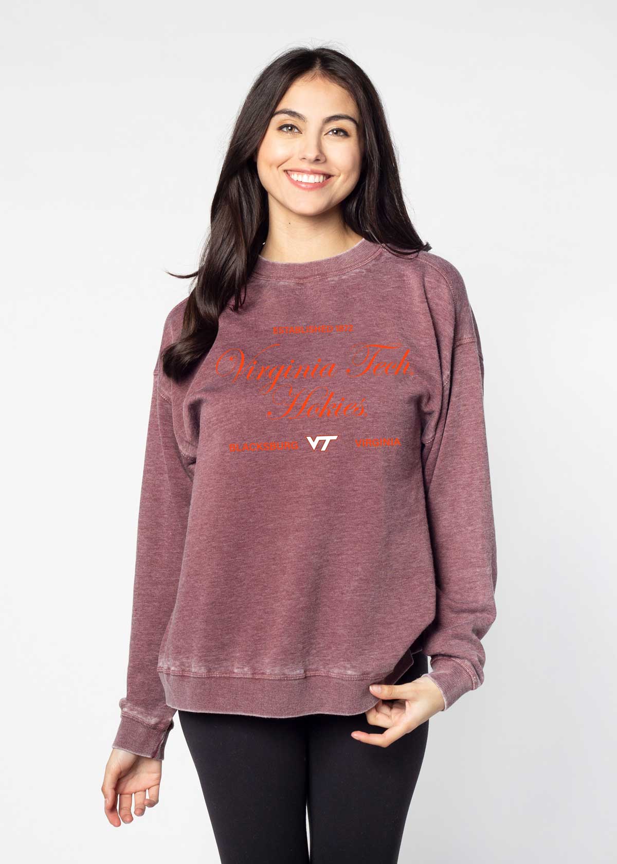 Virginia Tech Hokies burnout crewneck sweatshirt for women