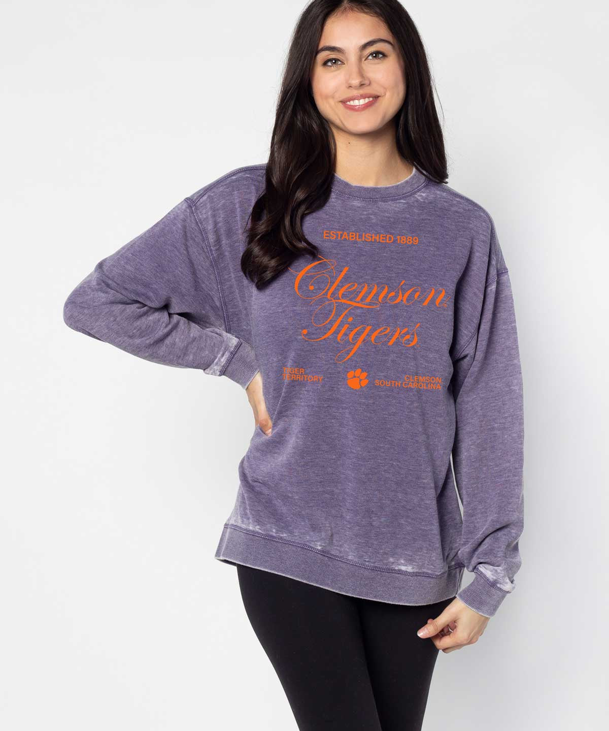 Clemson Tigers burnout crewneck sweatshirt for women