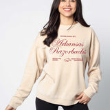 Arkansas Razorbacks Orientation Burnout Crew Sweatshirt in Oatmeal