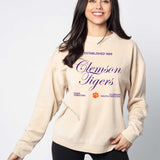 Clemson Tigers Orientation Burnout Crew Sweatshirt in Oatmeal