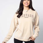 Harvard  Unisex Cream Oversized Burnout fleece Sweatshirt with Ribbed crew neckline, cuffs, hem, dropped shoulders and relaxed bottom hem
