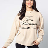 Iowa Hawkeyes Orientation Burnout Crew Sweatshirt in Oatmeal