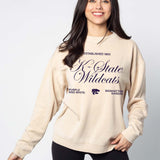 Kansas State Wildcats Orientation Burnout Crew Sweatshirt in Oatmeal