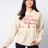 NC State Wolfpack Orientation Burnout Crew Sweatshirt in Oatmeal