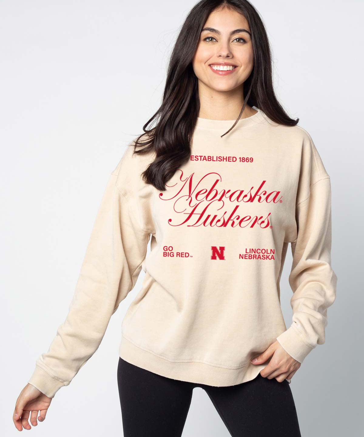 Nebraska Cornhuskers burnout crewneck sweatshirt for women
