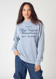 West Virginia Mountaineers Orientation Burnout Crew Sweatshirt in Faded Denim