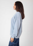 West Virginia Mountaineers Orientation Burnout Crew Sweatshirt in Faded Denim