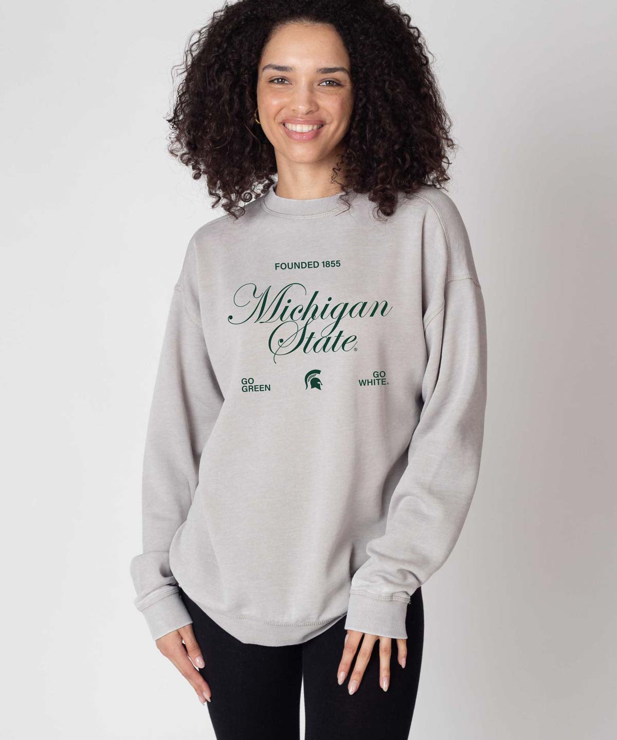 Michigan State Spartans burnout crewneck sweatshirt for women