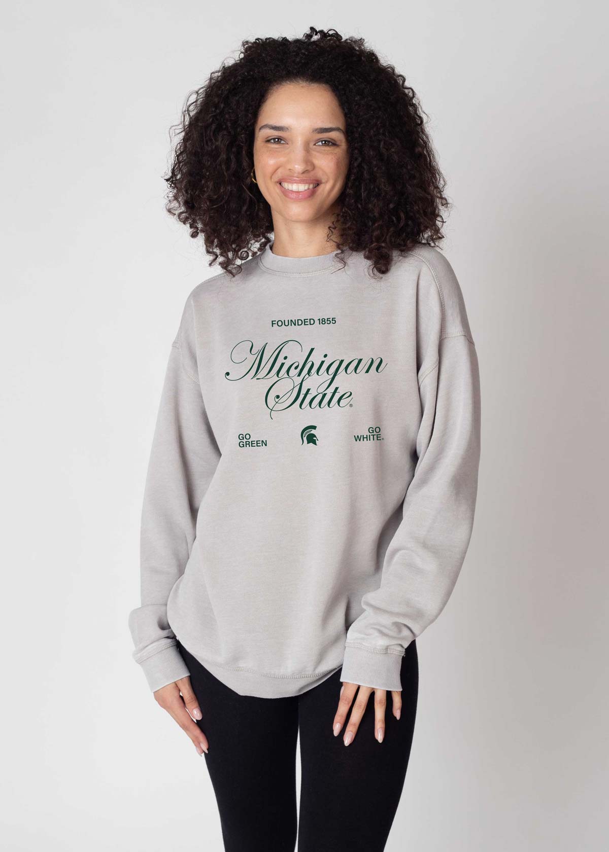 Michigan State Spartans burnout crewneck sweatshirt for women
