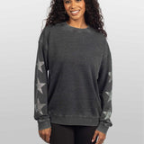Burnout Crew Sweatshirt with Rhinestone Sleeves
